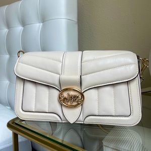 Cream Quilted Coach Shoulder Purse